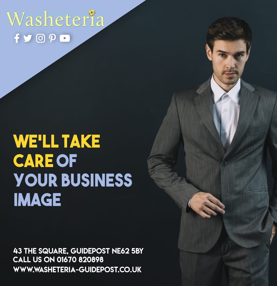 We'll take care of your business image! Get your laundry here <a href="/Washeteria1/">Washeteria</a> 
Visit washeteria-guidepost.co.uk 
Call on 01670 820 898 to inquire more
#wash #clean #service #laundry #iron #home #clothes #comfort #flexible #overall #look