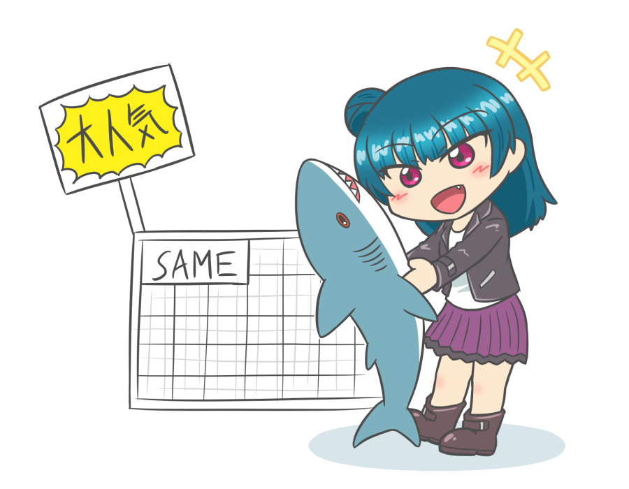 例のサメぬいぐるみをラスト1個のところで 手に入れられた善子ちゃん