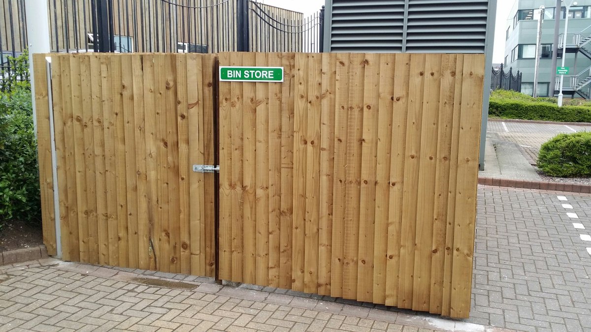 New bin store boundary fencing at Aqueous 2, Birmingham