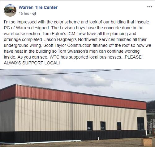 #smallbusinessowners #supportlocal
We are proud of our chamber member, Warren Tire Center, for supporting other local businesses during their rebuilding process!