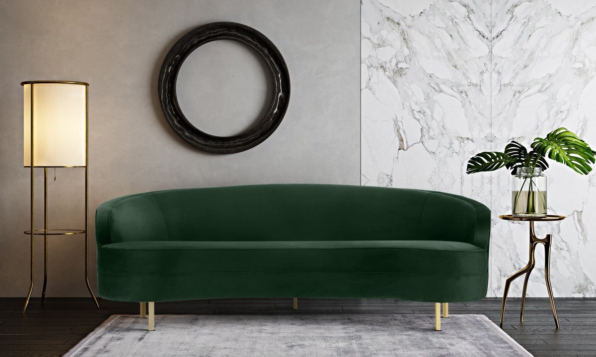 theArtShoppeTO's tweet photo. Gorgeous &amp; stylish Gracie sofa in rich emerald green velvet and gold finished stainless legs. On sale! #saveupto50% https://t.co/nE8MkjnbhB