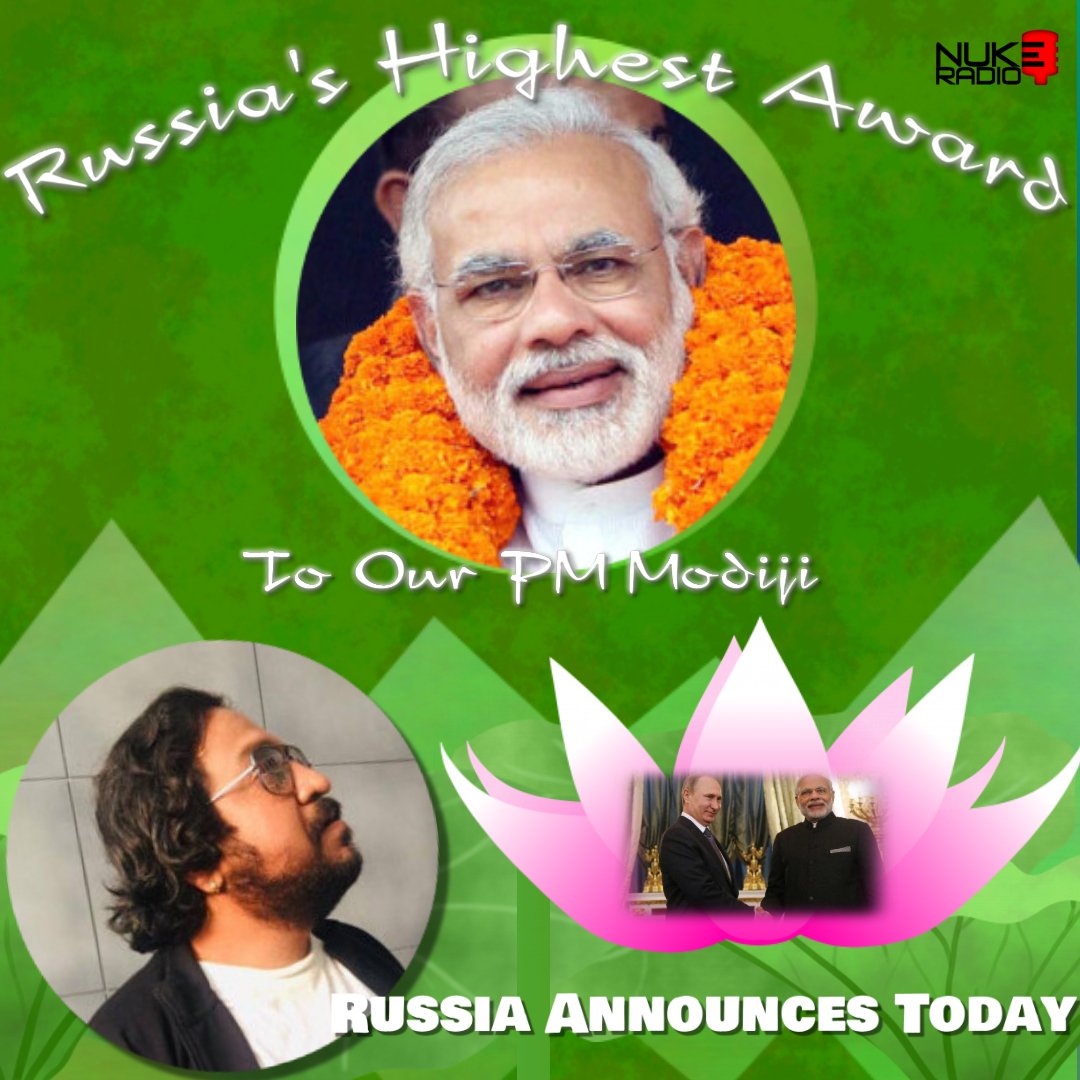 LiveNukeRadio's tweet photo. RJ Vamsee. LIVE. Now :)
Russia announces its highest civilian award to our 
Prime Minister, Sri Narendra Modi. 
Wow! 
Hee hee, just got inspired. I'd love to take an award too. 
What award would you give me? (get me laughing please 😛) https://t.co/DCD5eJMHNr