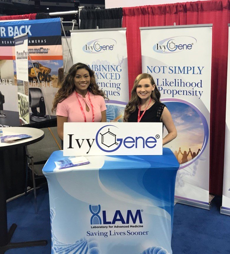 heliogenomics's tweet photo. See how @LabAdvancedMed team members, Racya Doyle and Chelsea Berg, were at the @FDIC conference exhibiting our IvyGene technology! Working together to fight #cancer! #FDIC2019 #IvyGeneTest https://t.co/gDRRUDaZB5