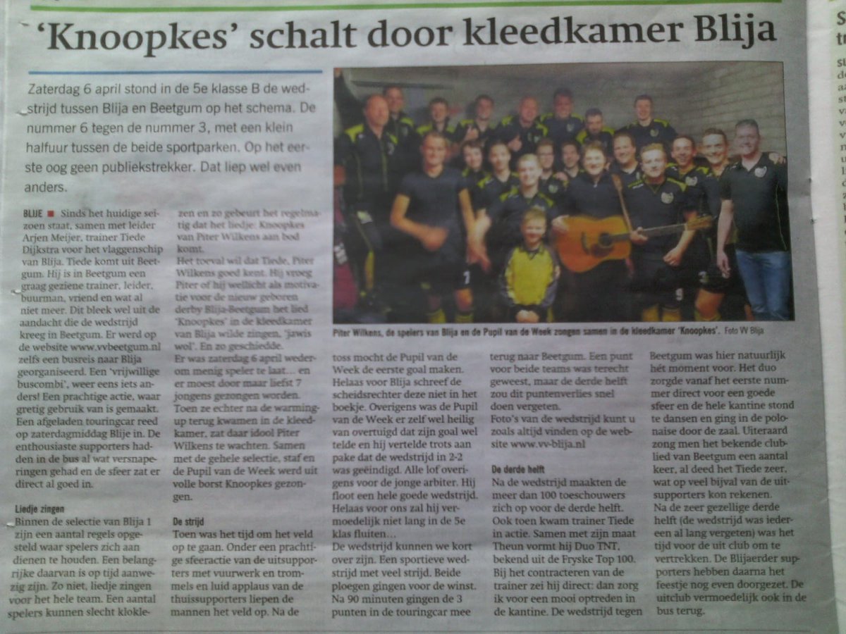 TiedeD's tweet photo. Leuk stukje in de krant vandaag over de niet alledaagse wedstrijdbespreking bij @vvBlija afgelopen zaterdag voor de wedstrijd tegen @BeetgumVV , helaas geen 3 punten opgeleverd. #voetbaltrainer #prachthobby #eenswatanders https://t.co/R62b5MqRwu