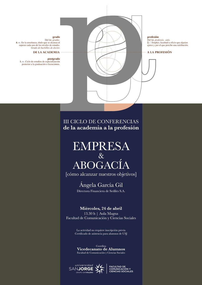 FComCSusj's tweet photo. A la vuelta de vacaciones, disfrutaremos de la tercera conferencia del ciclo "De la academia a la profesión" con Ángel García hablando sobre "Empresa y abogacía" 🏢💼

🗓️ Miércoles, 24 de abril.
🕜 13:30 horas.
📍 Aula Magna @FComCSusj 
🔗 Más info: https://t.co/TekVIyuZ0B https://t.co/I5xEGLwV83