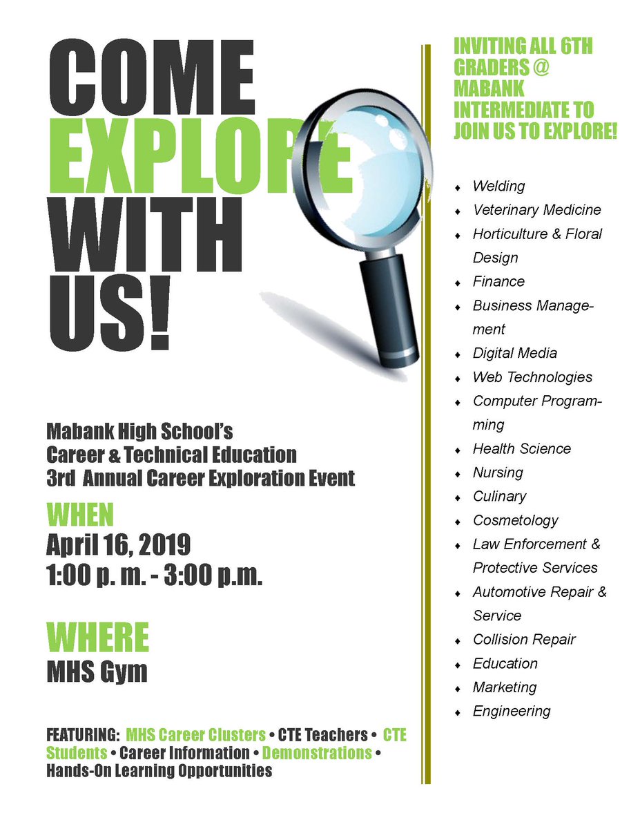 Can't wait to explore careers with Mabank's  6th graders on Tuesday! @MISlearns #comeexplorewithus