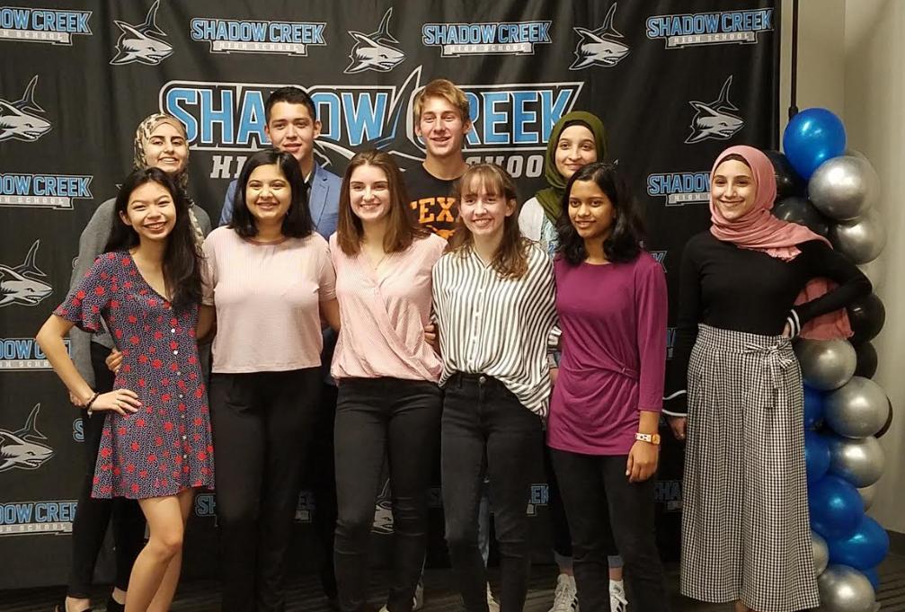 ShadowCreekHS's tweet photo. Congratulations to our Scholarly Sharks who've been named the "Top Ten" members of the @SC2019SC . 
@Shark_Counselor @ShadowCreekNHS @SCHSAdvAca https://t.co/4Rfbw0f3se
