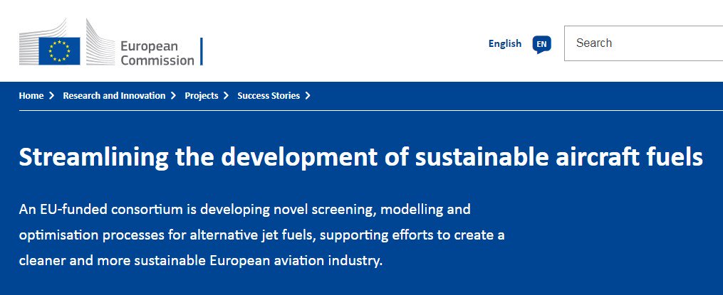 JETSCREEN_EU's tweet image. &quot;Streamlining the development of sustainable #AircraftFuels&quot; - great #JETSCREEN project success story by the @EU_Commission about its development of a novel screening, modelling and optimisation process for #alternativejetfuels. #EUaviation #CleanEnergyEU  bit.ly/2ZgLFDk