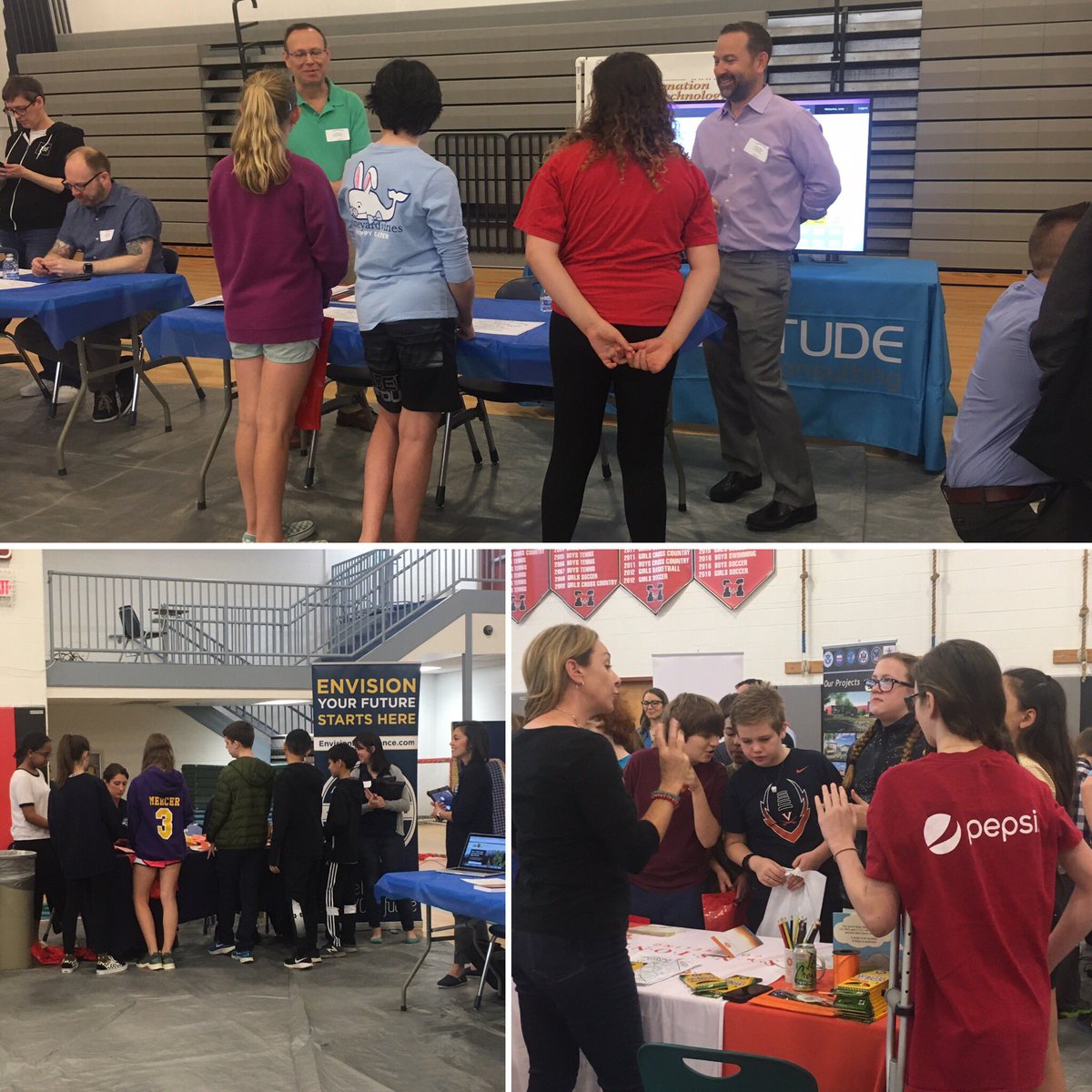 Sixth graders enjoying the MEH career fair. What do you want to do when you grow up? <a href="/mehms/">Mary Ellen Henderson Middle School</a> #FCCPS