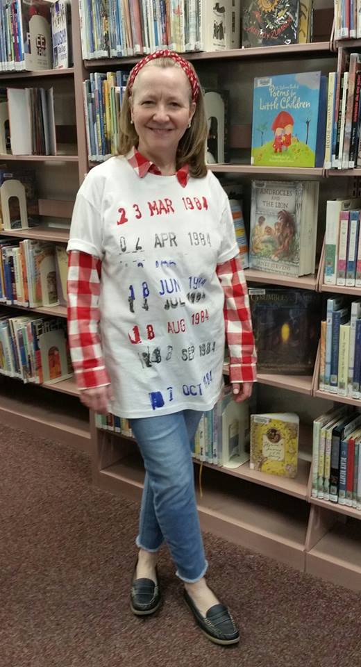 AndoverLibrary's tweet image. Linda is in the #NationalLibraryWeek spirit! She wants to know if you remember when books had date due stamps -- well, &quot;due&quot; you? #andoverma #MyLibraryMyStory