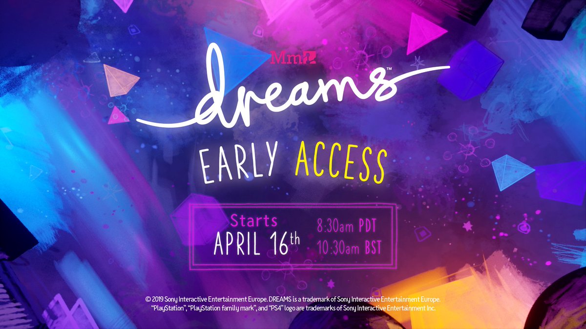 mediamolecule's tweet photo. #DreamsPS4 Early Access will be live on the PlayStation Store, April 16th, at 10:30AM BST for EU/Russia/NZ/Australia users, and 8:30AM PDT for NA users! We can't wait to welcome you all to the Dreamiverse next week! 💖 https://t.co/n8Paqkp6y7