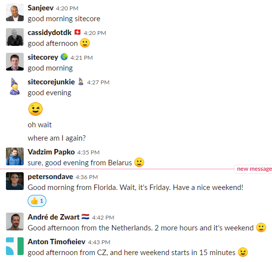 VadzimPapko's tweet image. Happy Friday, Sitecorians :)
Funny Friday&apos;s chatting on @Sitecore Community&apos;s chat. Are you not there yet?
Just signup into usung this link: bit.ly/2UTpALy
#Sitecore #Sitecorians #SitecoreSlack #FunnySitecoreFriday