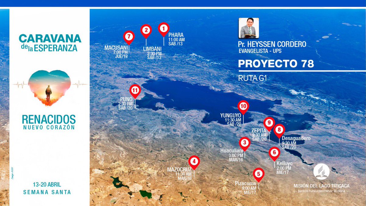 CARAVANA #RENACIDOS!
A pocas hora de iniciar una jornada evangelística que cambiará vidas!
Ya estamos listos para la Caravana de la Esperanza #RENACIDOS en el territorio de Juliaca &amp; Puno 🇵🇪
Vamos juntos y #conecta2🔌
<a href="/EnzoChavez/">Enzo Chávez</a> <a href="/josechasiempre/">José Chávez</a> <a href="/BogerJr/">Herbert Boger Jr</a> <a href="/AdventistasUPS/">Adventistas Perú - UPS</a>