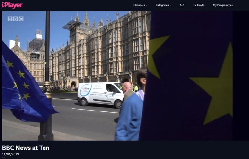 TPTFireProjects's tweet photo. How nice to see one of our TPT Projects vans on the BBC news going past parliament. Great advert lads!! #photobomb #tptfireprojects #fireprotection #sprinklerssavelives https://t.co/przxnulzm6