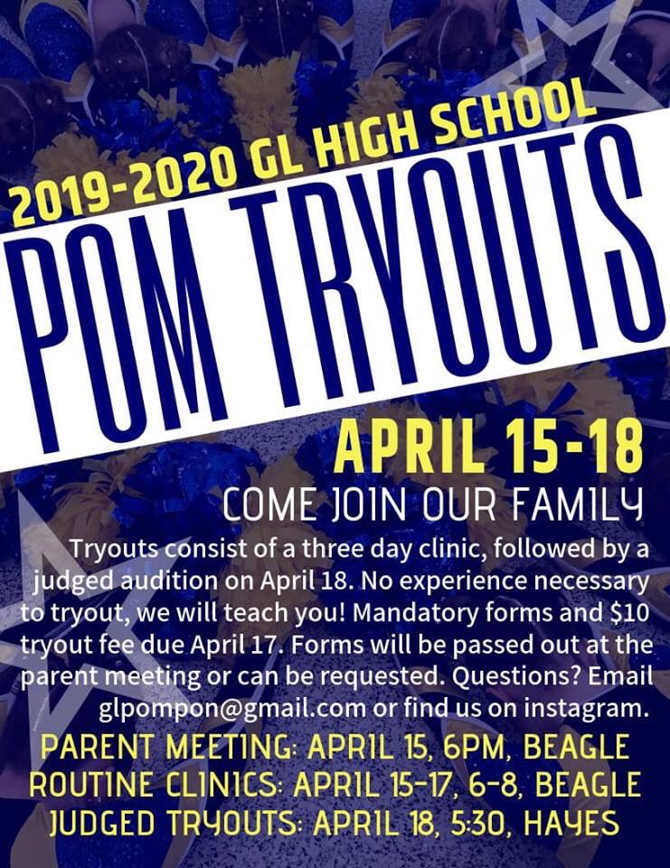 Grand Ledge Pompon (@glpom) on Twitter photo Pompon tryouts are only three days away!!
<a href="/gl_council/">gl student council</a>
<a href="/GLPS_rightnow/">Grand Ledge Public Schools</a>
<a href="/gl_section/">GL Student Section</a> <a href="/glhscomets/">Grand Ledge Comets</a> <a href="/CometStudCo/">GLHS Student Council</a> <a href="/GL_football/">Grand Ledge Football</a> Pompon tryouts are only three days away!!
<a href="/gl_council/">gl student council</a>
<a href="/GLPS_rightnow/">Grand Ledge Public Schools</a>
<a href="/gl_section/">GL Student Section</a> <a href="/glhscomets/">Grand Ledge Comets</a> <a href="/CometStudCo/">GLHS Student Council</a> <a href="/GL_football/">Grand Ledge Football</a>