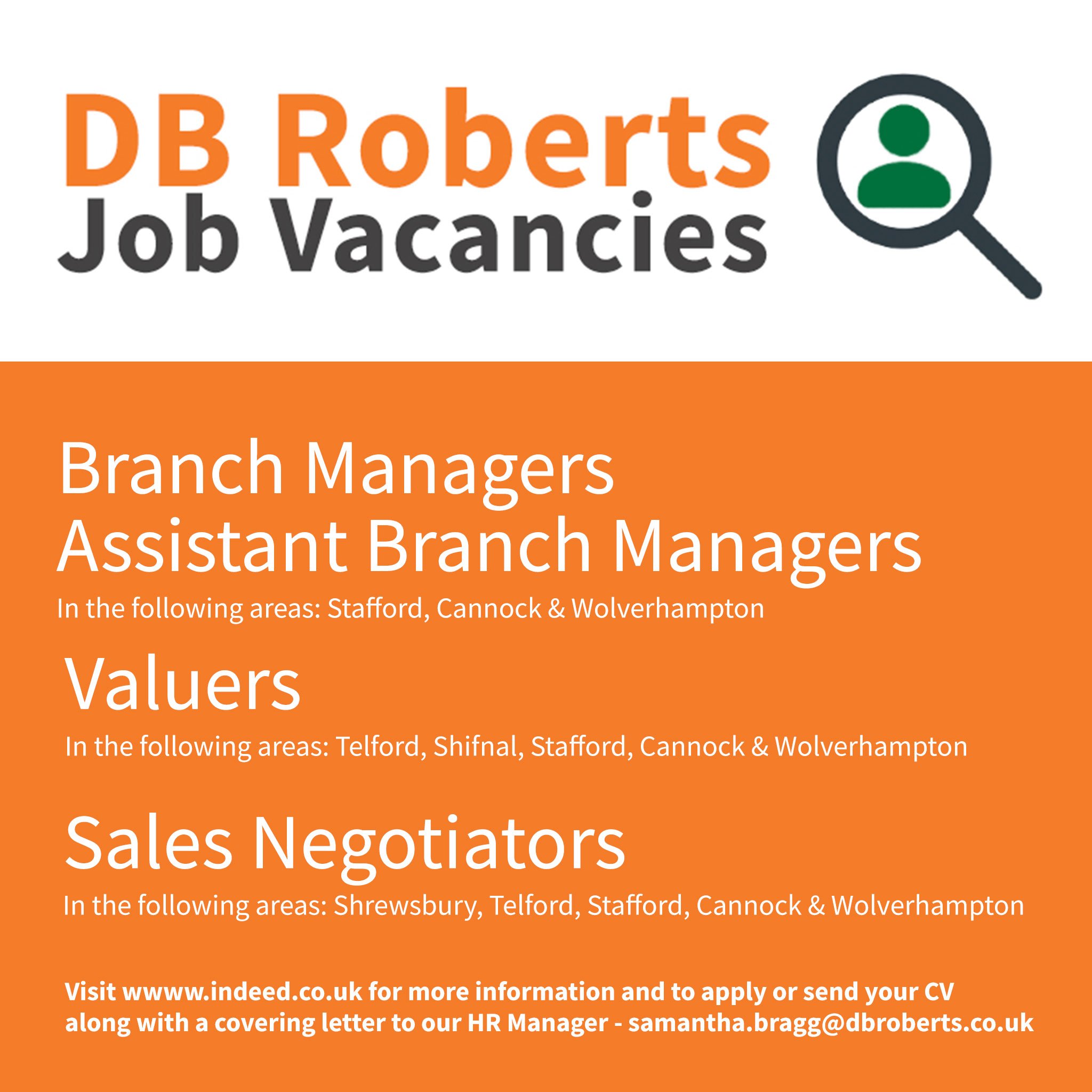 Db Roberts On Twitter We Have Some Fantastic Job Opportunities Available At The Moment Shrewsbury Telford Shifnal Cannock Wolverhampton Jobs Job Vacancies Positions Apply Cv Coverletter Application Indeed Hr Sales Valuers Manager