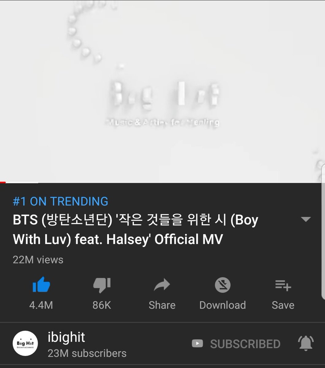 tazreen2310's tweet photo. Wassup ARMYs,
It's 5 hours record
Views22M
Likes4.4M
Go for it Amigos..❤U all
*ss for proof 
@BTS_twt @BigHitEnt @halsey #3DaysToMapOfTheSoul #BTS #BoyWithLuv #BoyWithLuvOutNow #ARMY #BTSCOMEBACK2019 #BTSArmy #BTSxHALSEY #BTSPERSONA #Halsey #Feat_Halsey #BDarmy @YouTube #BTSxSNL https://t.co/cYw3W7Ht1a