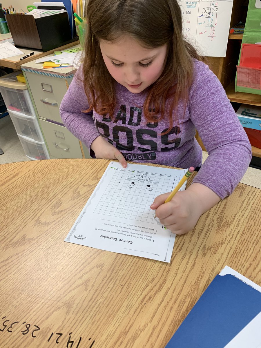 MathwithMrsOC's tweet photo. A little fun before spring break! 3rd graders @brewsterschools work on their 7s and plotting points on a graph. I wonder what their mystery picture will be ? 🐰 https://t.co/35ULsFgy8t