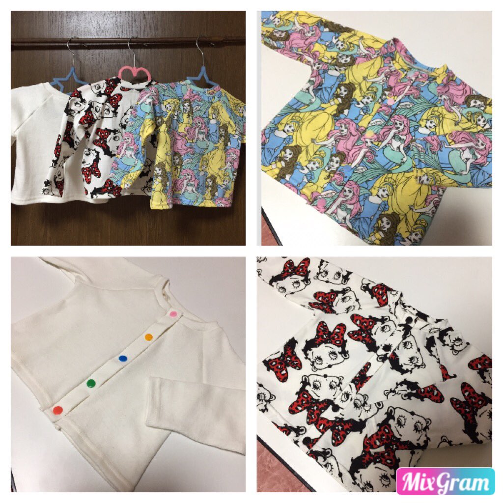 ペルセポ A Twitteren カーディガン3着できあがりっ 総柄派手だ ディズニープリンセス 目がチカチカする ハンドメイド カーディガン 手作りベビー服 80サイズ 子供服手作り ディズニープリンセス ベティーちゃん ハンドメイド好きな人と