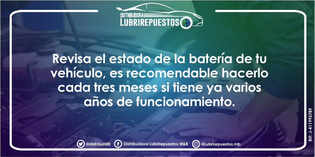 distribuiMB's tweet photo. Por lo común la batería nos advierte cuándo se le acaba su vida útil. Es  es recomendable hacerlo cada 3 meses si tiene ya varios años de funcionamiento,  #ClientesMB  #Repuestos  #Dato  #Bateria #AutoRepuesto #CuidadoAutomotriz #12Abril https://t.co/sfCYlVkEII