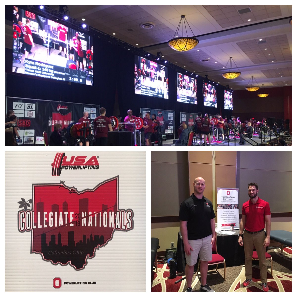 DR_Ebner's tweet photo. A nice view working medical coverage for @OSUWexMed at the 2019 USA Powerlifting Collegiate Nations. Hosted by @OSUPowerlifting

#physicaltherapy #powerlifting #sportsmed https://t.co/T0mXOndH3U