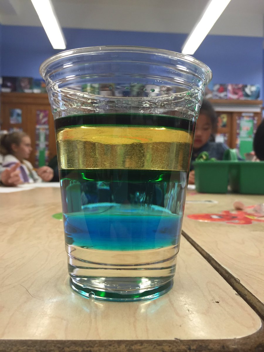 MrsSimmons159's tweet photo. Is it magic? No- it's science! Corn syrup, soap, water, oil, and rubbing alcohol all have different densities! #159scientists @PS159_Q https://t.co/6aANwepuiV