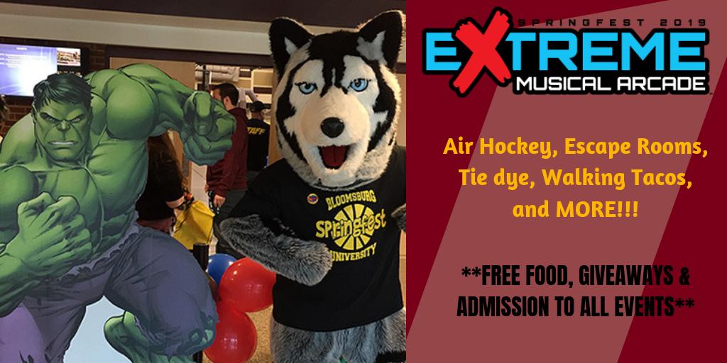 BloomsburgU's tweet photo. Festivities begin at 2 p.m.! ๐๐ฎ๐ฆ๐ธ๐ฎโก https://t.co/NAtGyjpHiL #BUSpringfest #HuskyLife https://t.co/q3gyRfldXC