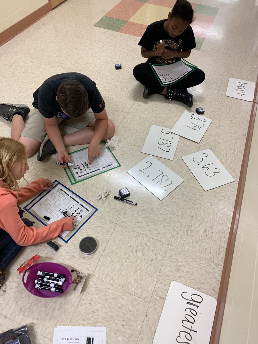 MrsWilbert1127's tweet photo. Teamwork comparing and ordering decimals! Listening to their conversations allowed me to hear what they still needed help understanding! LOVED this activity!! #teamwork #mathtime #visuals #nopencilandpaper @Proud2BeAtPride Proud2BeAtPride https://t.co/Ws5eOvwRVJ