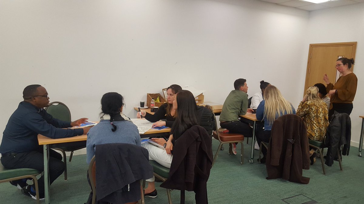wheeler_deborah's tweet photo. Buzz of discussion in the room as @NorthMidNHS ward managers discuss how we utilise Nursing Associates and our preparations for implementing the new #FutureNurse standards from September. @zenkim74 @NatoyaMamby @nmcnews #NMUHnurses https://t.co/evRJg1E214