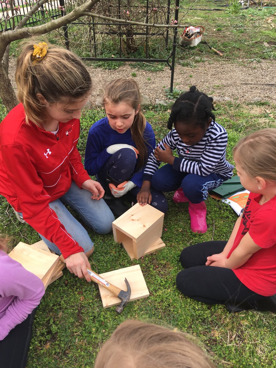 jerilynscott's tweet photo. Middle School students helping Grade 2 students build bird houses to place in the garden. #SAserves19 https://t.co/AP8HB9tl7v