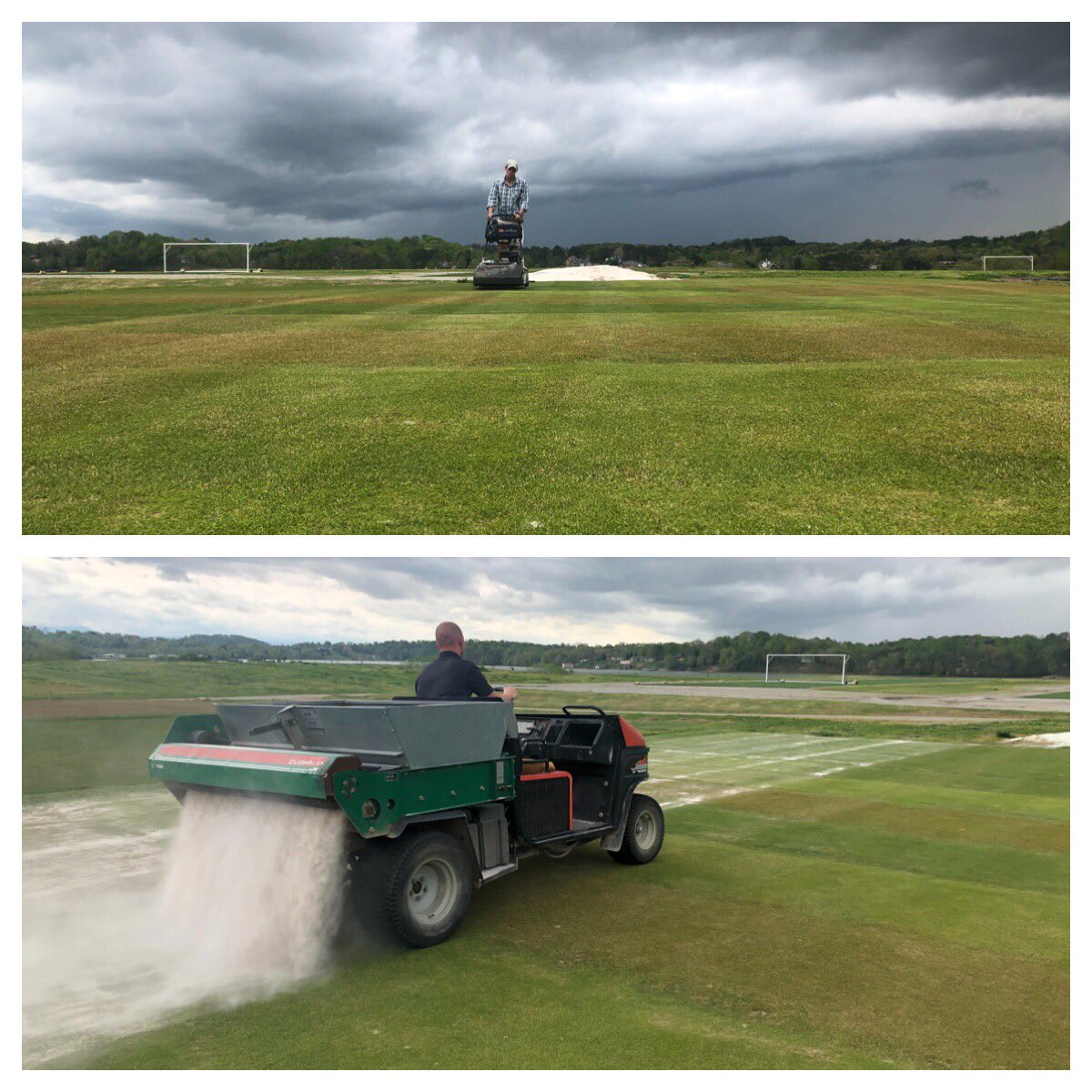 First mow &amp; topdressing of the year on the <a href="/UTturfgrass/">UT Turfgrass</a> #zoysiagrass research putting green. Lots of visible spring green up differences. #TNturf #TurfgrassResearch <a href="/TnTurfAssoc/">Tennessee Turfgrass</a> <a href="/117Taylor/">Taylor Williams</a> <a href="/JTTurf/">John Thomas</a> <a href="/DicksonTurf/">Kyley Dickson</a>