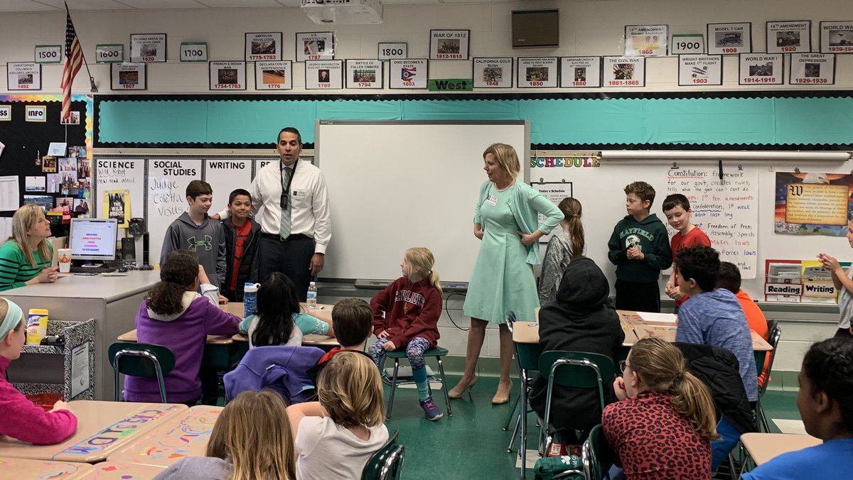 MrsMyser's tweet photo. Judge Coletta from Lyndhurst Municipal Court and Judge Synenberg from the Court of Common Pleas in Cleveland came to our class today to talk about the judicial branch!
#TeamMillridge https://t.co/ekGfWqm2ge