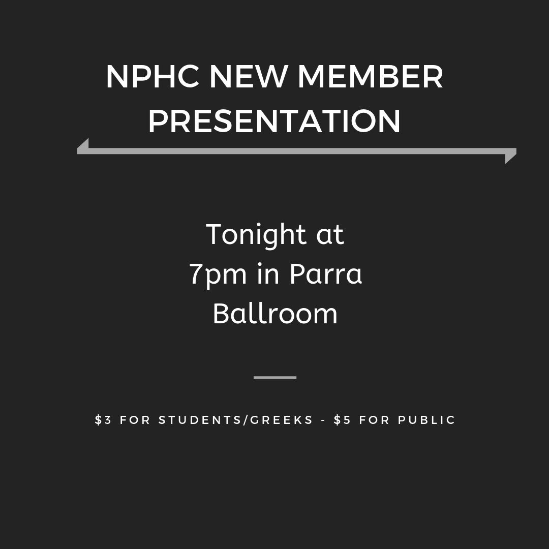 Let’s get right to the point. The <a href="/Mcneese_NPHC/">McNeese NPHC</a> New Member Presentation is TONIGHT! You do not want to miss this 👀
$3 for students/Greeks, $5 for public