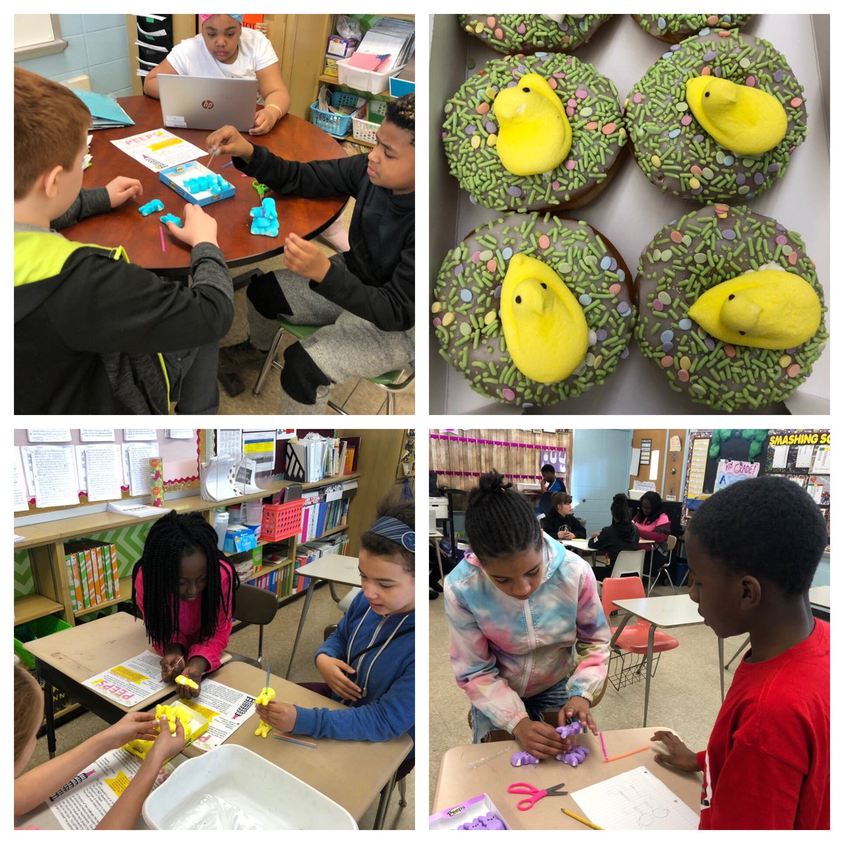 MsDownsSCSD's tweet image. Who can build the tallest free standing peep tower?!? #peeps