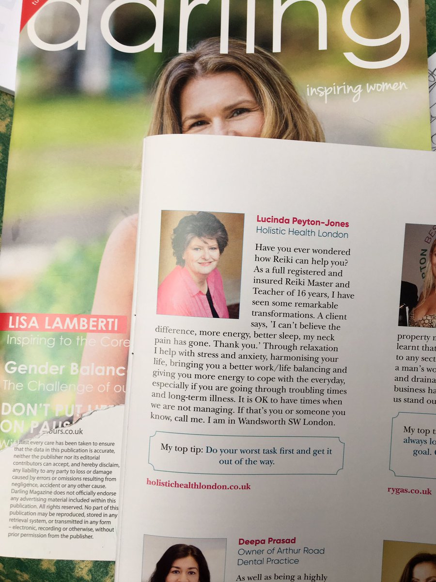 LPJ_HTT's tweet image. Guess who is in Darling magazine?! Take a look #supportanxiety #helpwithstress #PTSD #Longtermillness #mentalhealth #relaxation #teachReiki 
holistichealthlondon.co.uk
