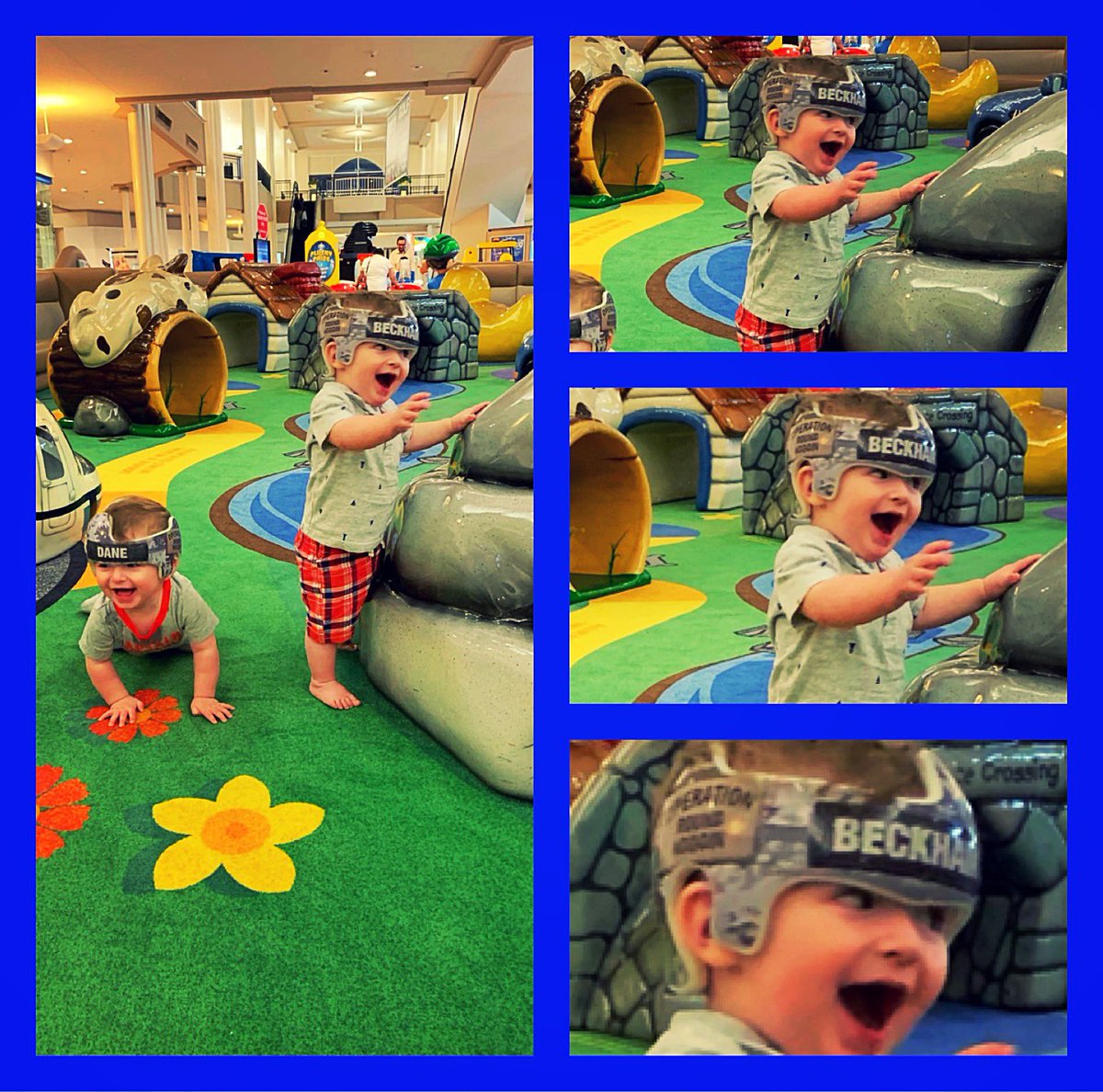 TheDeighanTwins's tweet photo. Got to play somewhere new last night! Beckham may have got a little excited. #thatface #twins #twinboys #excited #bestfriends https://t.co/j9aC6IkVC3
