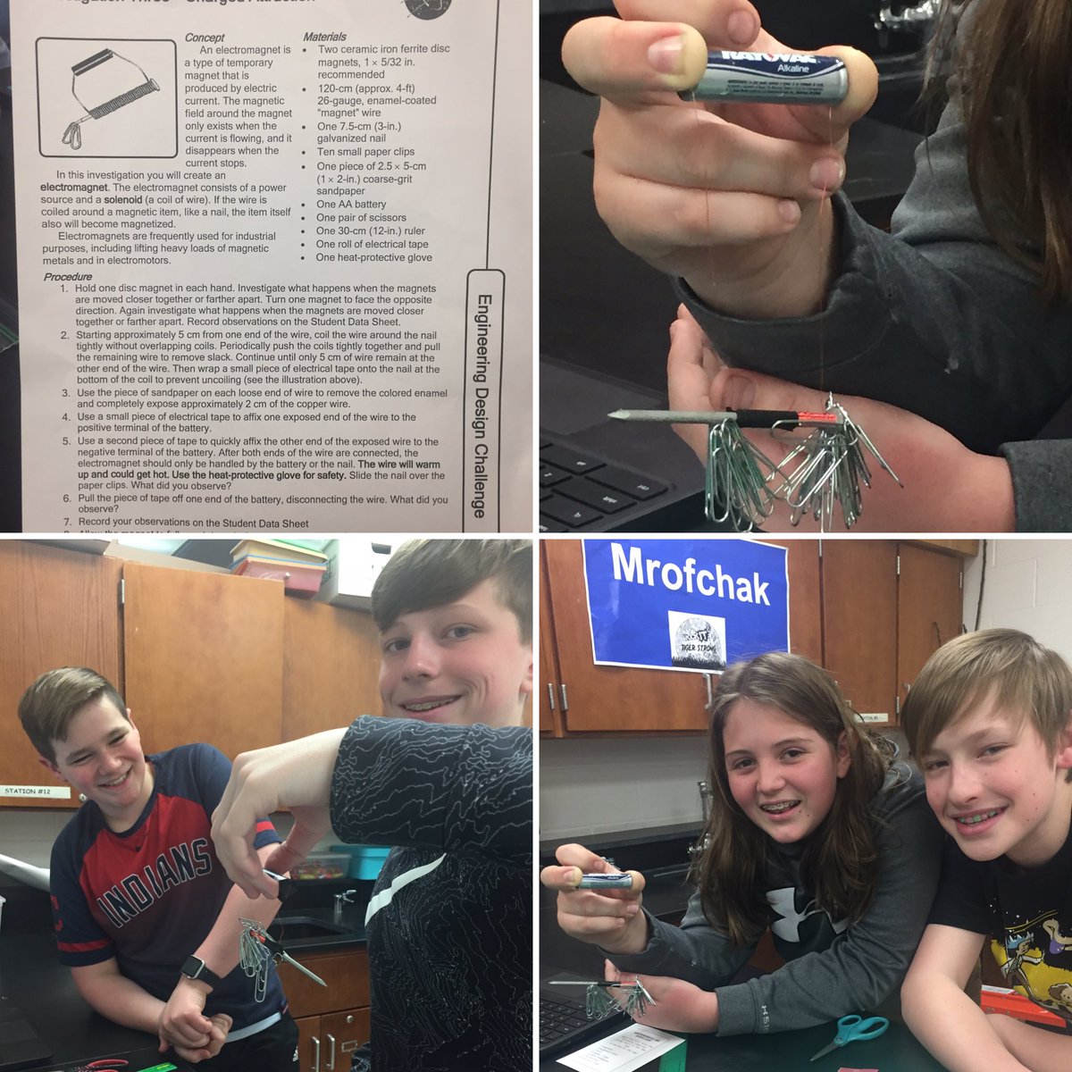 #cfevs 8th Grade Science competition! “A Charged Attraction” Winning #of paperclips=32, #electromagnets