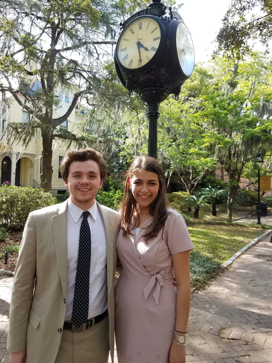 BrianMcGeeCofC's tweet photo. Current SGA President Tripp Keeffe and former SGA President Alexandra Helfgott were encouraging students to vote in the Student Government Association elections yesterday. Congratulations to all participants! #cofc @cofc #cofcsga https://t.co/H5lR163Fyq