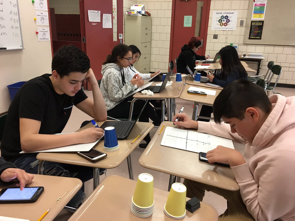 RoweRikW's tweet photo. Our #MHSAlgebra1 Learners are deeply engaged in visual learning with our Google Form Exit Ticket and graphing on dry erase boards. #ATMIM @ATMIM_Updates https://t.co/VDN5O3ELPZ