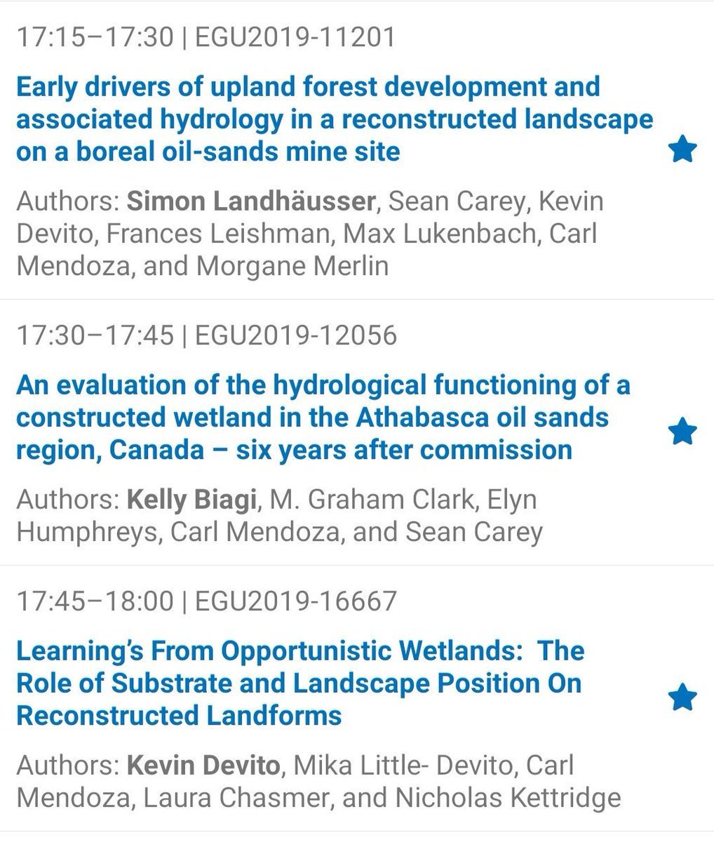 Sam__Leader's tweet photo. Finishing off my #EGU19 week with 3 talks close to my research on hydrological functioning of the Boreal Plains.
Perfect way to finish the conference, even if 3 coffees were needed in the last break to make the most of this session! #EGU19HS https://t.co/k6BhDczH2T