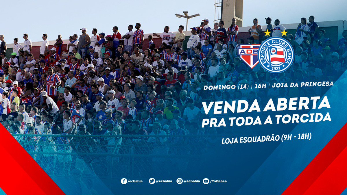 ecbahia's tweet photo. 🎫 Após 2 dias só pra sócio, agora toda a Nação já pode se garantir em Salvador pra 1ª final do Baiano, domingo, em Feira! A venda tá rolando na Loja Esquadrão, na Fonte ➡ https://t.co/i3FVjwF5pH #BBMP https://t.co/wvcpXMOBqk
