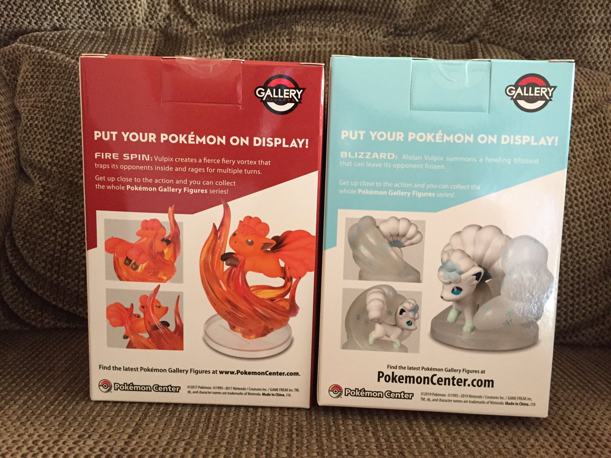 Scarlie_V's tweet photo. the other day I got these beautiful #Vulpix fire spin and #alolanvulpix blizzard #pokemon Gallery figures they are amazing ❤️ #vulpixlove #toy #Nintendo #pokemonfigures #vulpixfigure https://t.co/XgbGRypPYY