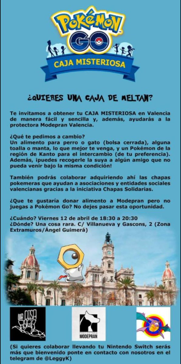 ChapasValencia's tweet photo. ¡¡¡Recordad que hoy estaremos en Una Cosa Rara a las 18.30 para que vengáis a traer las donaciones para los peludos a cambio de la caja de Meltan!!! Además si queréis tendremos chapas para todo aquel que quiera conseguirlas ;) https://t.co/zswEXE7AeV