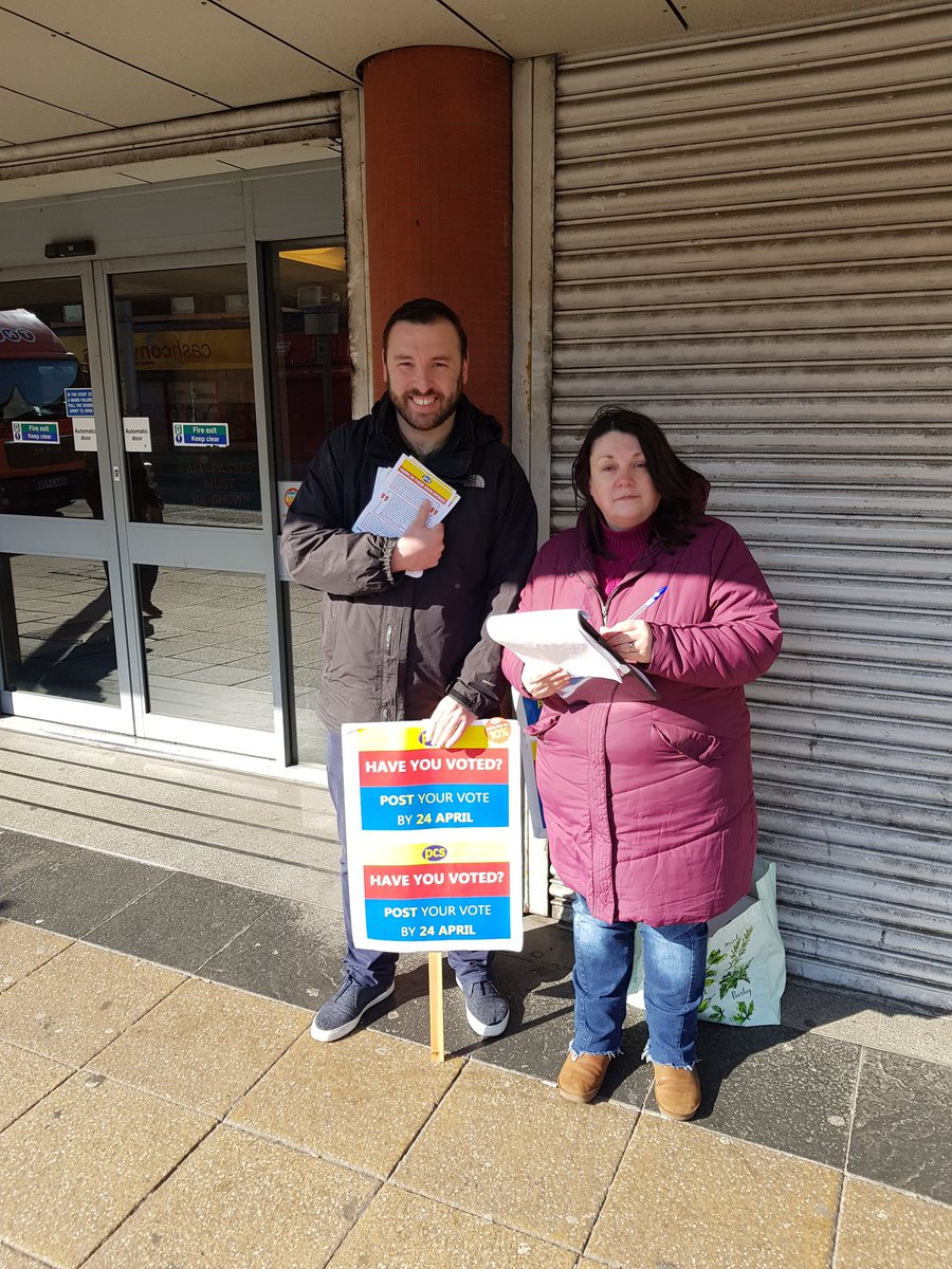 PCS_Northwest's tweet photo. Lawrence, Claire & Jenny were outside The Triad this morning in Bootle; talking to members, updating the app & recruiting some new members too⬇️ Not a member? Join by close of play today (12 April) to be able to vote in the pay ballot➡️Go to the PCS website to join 🤳👩💻👍 #PCSPay https://t.co/DL8GdJJdv7