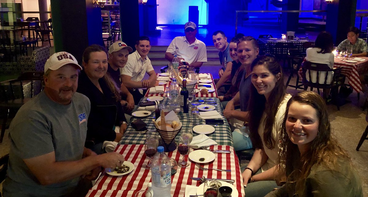 KimRhode's tweet image. Team Skeet Dinner at  #Dubai #WorldCup ! @winchester @Beretta_USA @USAShooting @ISSF_Shooting @TruckVault