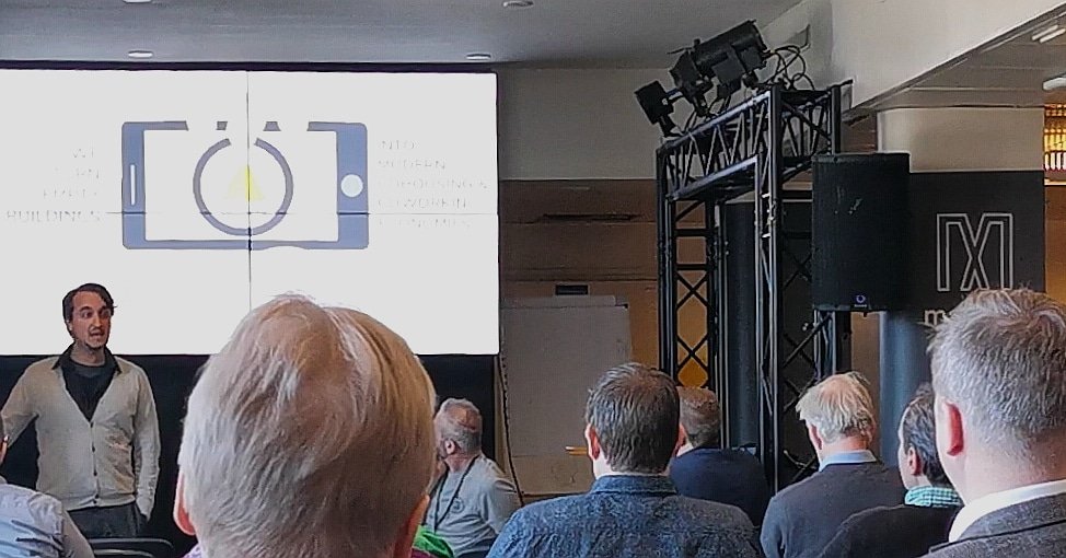 GamifiedC's tweet photo. @PedroAibeo from the Gamified Cohousing and Paul Lynch from The Natural Building Company, presenting their ongoing collaboration around our pilot project of Hyrsylän Koulu today at @MariaZeroOne, for the audience of the platform of trust.
@PlatformOfTrust
#hyrsylänkoulu https://t.co/PeNNSObXBZ
