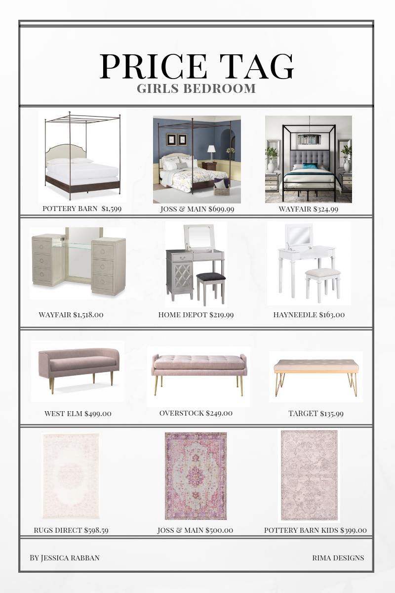RimaDesignsLLC's tweet photo. Your bedroom is your sanctuary! So why not make it perfect? Below is a price guide created for the perfect glam bedroom. "You can never go wrong with a little pink... a lot works too" - Dana Dalgetty #interiordesign #rimadesigns #glam #girlsbedroom https://t.co/7dscqc1Lww