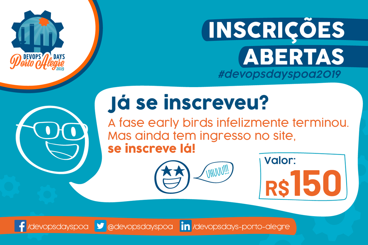poadevopsday's tweet photo. Você sabia? Em todas as edições do #devopsdayspoa os ingressos acabaram 1 mês antes do evento, vai deixar para a última hora mesmo? Garanta o ingresso e venha compartilhar suas experiências: https://t.co/gTXsTC04GM #devops #devopsbr #culturadevops #devopspoa #devopsdays https://t.co/p0sW6yOIcp