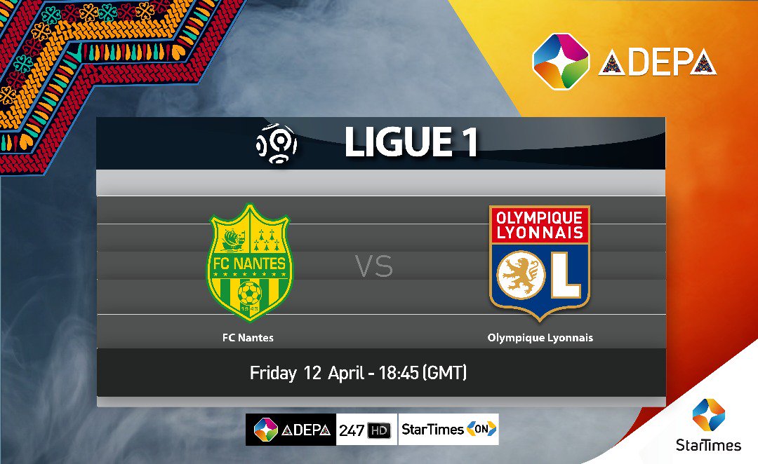 Tonight on Adepa TV in the <a href="/Ligue1_ENG/">Ligue 1 English</a> 

<a href="/FCNantes/">FC Nantes</a> vs <a href="/OL/">Olympique Lyonnais</a>