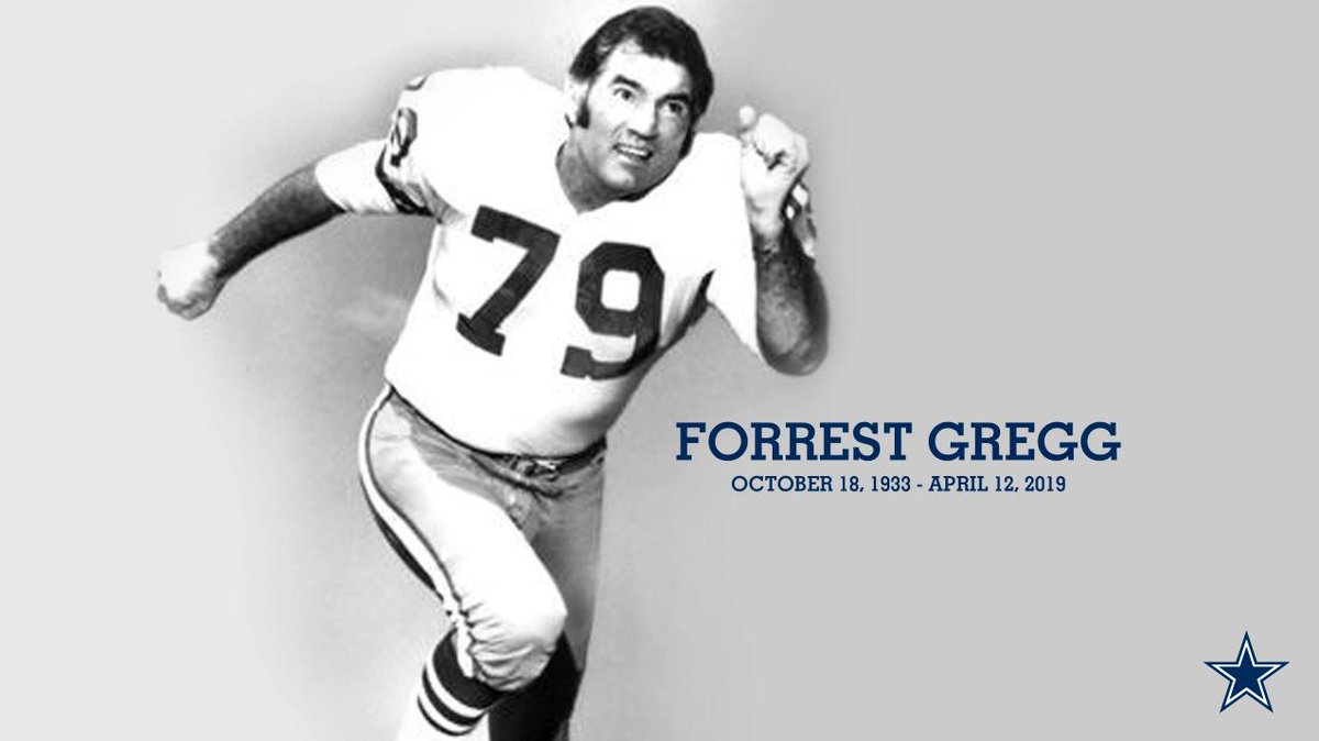 Dallas Cowboys <a href="/dallascowboys/">Dallas Cowboys</a> send their deepest sympathies to the family of Forrest Gregg. The Hall of Fame lineman and Texan native, who spent final year of his career with the #DallasCowboys, passed away Fri at the age of 85 
bit.ly/2P5uhg6